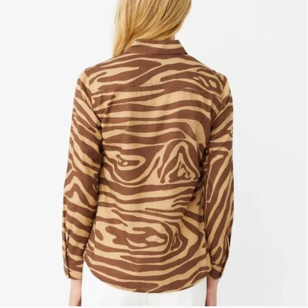 J. McLaughlin Lois Shirt Button Up Women's Small Brown Tan Animal Print Career - Picture 3 of 9
